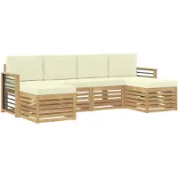 vidaXL Buiten bank set 6 st Wit en crèmekleurig Polyester