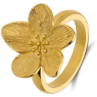 Lucardi Dames Stainless steel goldplated ring bloem - Ring - Staal - Goudkleurig - 18 / 57 mm