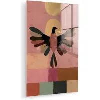 MuchoWow Glasschilderij 40x60 cm - Schilderij acrylglas - Illustratie - Vogel - Vlakken - Kleurrijk - Foto op glas - Muurdecoratie woonkamer - Wanddecoratie slaapkamer - Schilderijen
