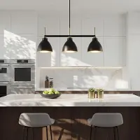 Tribesigns Hanglamp Industrieel voor Eetkamer, Slaapkamer, Woonkamer - 3-lichts excl. lichtbron - Pendellamp E27 fitting Koper Industriële Eettafel Lamp Plafond - Zwart