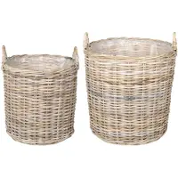 vidaXL Plantmand met opslag 2 st Natuurlijk grijs Kubu Rattan