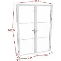 Vente-unique Omkeerbaar dubbel deurblok van aluminium en gehard glas - 2 x H204 x B93 cm - Wit - MASERU