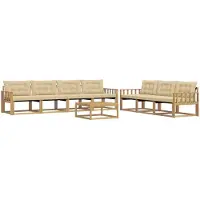 vidaXL Buiten bank set 8 st Wit en Beige