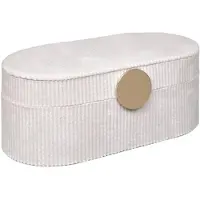 Atmosphera Sieraden/bijouterie kistje - 25 x 13 x 10 - creme - juwelenkistje met rits - vakjes indeling