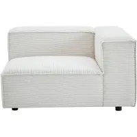 Vente-unique Hoekfauteuil rechts in beige ribfluweel RUZOLO