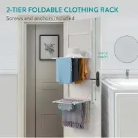 Famanu - Hangend wasrek inklapbaar 41 x 44 x 124cm – Ruimtebesparend droogrek 2 etages – Droogrekken met verstelbare hoogte – Aanpasbaar aantal stangen