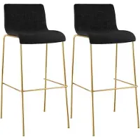 CLP Hover Barkrukken Set van 2 - Stapelbaar - Goudkleurig Onderstel - 150 kg - Stof - donkergrijs/goud