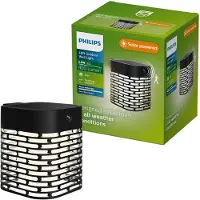 Philips Hara Solar wandlamp - Zonne-energie - Warmwit licht: 2700K - Zwart - Twee lichtstanden - Schemersensor - Bewegingssensor - IP44: weerbestendig - Solar buitenverlichting