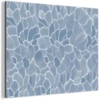 MuchoWow Aluminium schilderij 160x120 cm - Wanddecoratie metaal - Abstract - Blauw - Bladeren - Metalen muurdecoratie woonkamer - Decoratie industrieel - Foto op dibond - Industriële accessoires slaapkamer
