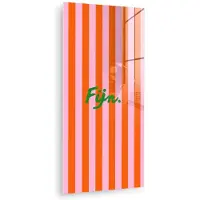 MuchoWow Glasschilderij 20x40 cm - Schilderij acrylglas - Patroon - Oranje - Fijn - Strepen - Foto op glas - Muurdecoratie woonkamer - Wanddecoratie slaapkamer - Schilderijen