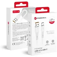 Forcell - USB-A naar USB-C kabel Silicone - Snellader 66W QC4.0 - 1 m - Android Auto & Apple CarPlay - Snel en Stabiel Opladen - Wit