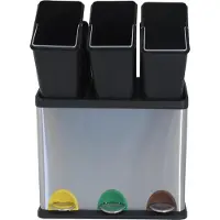 MSV Afvalemmer met 3 Compartimenten – Afvalscheidingssysteem Sorteeremmer 3x 8 Liter voor Keuken en Kantoor