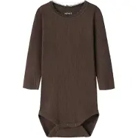 Name it BABY romper chocoladebruin Meisjes Stretchkatoen Ronde hals Effen - maat 80