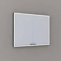 Thebalux Exclusief Sunny Solana inbouwspiegelkast 100x70cm 2 deurs 120W zwart mat