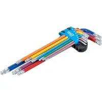 Bgs Stiftsleutelset - meerkleurig - extra lang - Torx met kogelkop T10 - T50 - 9 delig