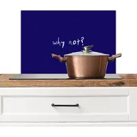 KitchenYeah Spatscherm keuken 60x40 cm - Kookplaat achterwand Why not - Blauw - Handgeschreven - Muurbeschermer - Spatwand fornuis - Hoogwaardig aluminium