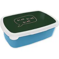 MuchoWow Broodtrommel Blauw - Lunchbox Tekstwolkje - Donkergroen - BLAH BLAH BLAH - Brooddoos 18x12x6 cm - Brood lunch box - Broodtrommels voor kinderen en volwassenen