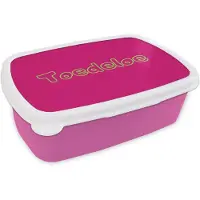 MuchoWow Broodtrommel Roze - Lunchbox Toedeloe - Groen - Roze - Brooddoos 18x12x6 cm - Brood lunch box - Broodtrommels voor kinderen en volwassenen