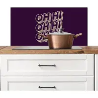 KitchenYeah Spatscherm keuken 90x45 cm - Kookplaat achterwand Oh hi - Paars - 3D - Muurbeschermer - Spatwand fornuis - Hoogwaardig aluminium