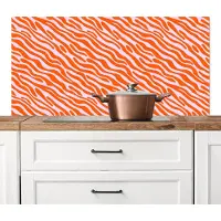 KitchenYeah Spatscherm keuken 120x60 cm - Kookplaat achterwand Strepen - Dynamisch - Oranje - Muurbeschermer - Spatwand fornuis - Hoogwaardig aluminium