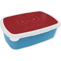 MuchoWow Broodtrommel Blauw - Lunchbox Big titties small heart - Rood - Hart - Brooddoos 18x12x6 cm - Brood lunch box - Broodtrommels voor kinderen en volwassenen
