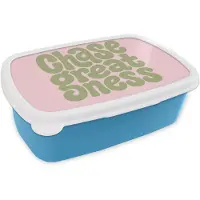 MuchoWow Broodtrommel Blauw - Lunchbox Chase greatness - Groen - Roze - Retro - Brooddoos 18x12x6 cm - Brood lunch box - Broodtrommels voor kinderen en volwassenen