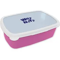 MuchoWow Broodtrommel Roze - Lunchbox Why not - Blauw - Licht blauw - Quote - Brooddoos 18x12x6 cm - Brood lunch box - Broodtrommels voor kinderen en volwassenen