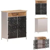 vidaXL Dressoir - Dressoirs - Kast - Kasten - Dressoir 60x35x75 cm ruw mangohout en ijzer
