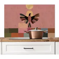 KitchenYeah Spatscherm keuken 100x65 cm - Kookplaat achterwand Illustratie - Vogel - Vlakken - Kleurrijk - Muurbeschermer - Spatwand fornuis - Hoogwaardig aluminium