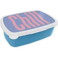 MuchoWow Broodtrommel Blauw - Lunchbox Chill - Roze - Blauw - Golvend - Brooddoos 18x12x6 cm - Brood lunch box - Broodtrommels voor kinderen en volwassenen