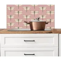 KitchenYeah Spatscherm keuken 80x40 cm - Kookplaat achterwand Lillibellen - Patroon - Roze - Muurbeschermer - Spatwand fornuis - Hoogwaardig aluminium