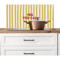KitchenYeah Spatscherm keuken 90x45 cm - Kookplaat achterwand Strepen - Abstract - Yes you can - Rood - Muurbeschermer - Spatwand fornuis - Hoogwaardig aluminium
