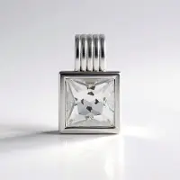 Cavill - Elegante Zilveren Hanger - 925 Sterling Platina Geplateerd - 1,665 ct Witte Prinsessen Topaas - Vierkante Edelsteen - Braziliaanse Stijl