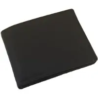 Oi zwarte lederen portemonnee dun / platte heren billfold klep omhoog / platte herenbeurs met groot zichtvenster / Anti skim / zwart leer / 113