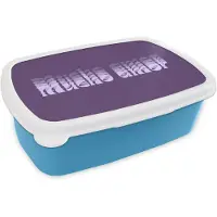 MuchoWow Broodtrommel Blauw - Lunchbox Mucho amor - Paars - Grafisch - Brooddoos 18x12x6 cm - Brood lunch box - Broodtrommels voor kinderen en volwassenen