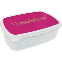 MuchoWow Broodtrommel Wit - Lunchbox Toedeloe - Groen - Roze - Brooddoos 18x12x6 cm - Brood lunch box - Broodtrommels voor kinderen en volwassenen