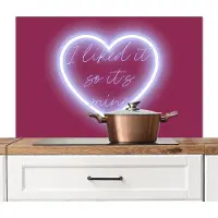 KitchenYeah Spatscherm keuken 100x65 cm - Kookplaat achterwand I liked it so it's mine - Neon hart - Roze - Muurbeschermer - Spatwand fornuis - Hoogwaardig aluminium
