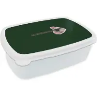 MuchoWow Broodtrommel Wit - Lunchbox BLAH BLAH BLAH - Mond - Groen - Brooddoos 18x12x6 cm - Brood lunch box - Broodtrommels voor kinderen en volwassenen