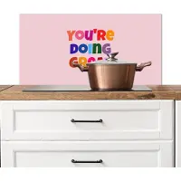 KitchenYeah Spatscherm keuken 90x45 cm - Kookplaat achterwand You're doing great - Roze - Kleurrijk - Muurbeschermer - Spatwand fornuis - Hoogwaardig aluminium
