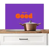 KitchenYeah Spatscherm keuken 80x55 cm - Kookplaat achterwand See the good - Oranje - Paars - Smiley - Muurbeschermer - Spatwand fornuis - Hoogwaardig aluminium