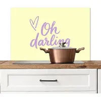 KitchenYeah Spatscherm keuken 90x60 cm - Kookplaat achterwand Oh darling - Geel - Hart - Muurbeschermer - Spatwand fornuis - Hoogwaardig aluminium