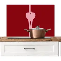 KitchenYeah Spatscherm keuken 90x60 cm - Kookplaat achterwand Love - Hart - Rood - Muurbeschermer - Spatwand fornuis - Hoogwaardig aluminium