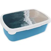 MuchoWow Broodtrommel Blauw - Lunchbox Strand - Zee - Golven - Brooddoos 18x12x6 cm - Brood lunch box - Broodtrommels voor kinderen en volwassenen
