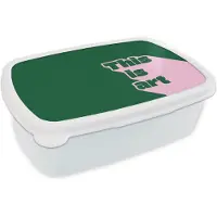 MuchoWow Broodtrommel Wit - Lunchbox This is art - Schaduw - Roze - Brooddoos 18x12x6 cm - Brood lunch box - Broodtrommels voor kinderen en volwassenen