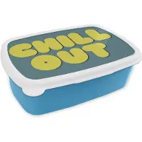 MuchoWow Broodtrommel Blauw - Lunchbox Chill out - Geel - Blauw - Brooddoos 18x12x6 cm - Brood lunch box - Broodtrommels voor kinderen en volwassenen