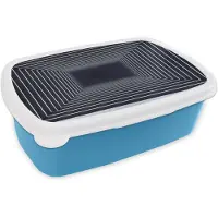 MuchoWow Broodtrommel Blauw - Lunchbox Lijnen - Hypnotiserend - Zwart - Brooddoos 18x12x6 cm - Brood lunch box - Broodtrommels voor kinderen en volwassenen