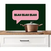 KitchenYeah Spatscherm keuken 80x55 cm - Kookplaat achterwand Tekstwolk - BLAH BLAH BLAH - Roze - Muurbeschermer - Spatwand fornuis - Hoogwaardig aluminium