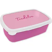 MuchoWow Broodtrommel Roze - Lunchbox Toedeloe - Roze - Minimalistisch - Brooddoos 18x12x6 cm - Brood lunch box - Broodtrommels voor kinderen en volwassenen