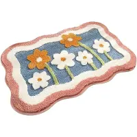 VHV -Badmat 40x60 cm - Zachte Imitatie Kasjmier Badkamermat met Bloemendesign - Antislip en Super Absorberend - Stijlvol Decoratief Vloerkleed voor Badkamer