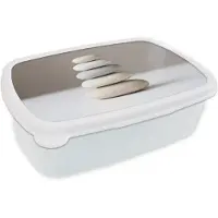 MuchoWow Broodtrommel Wit - Lunchbox Gestapelde - Stenen - Grijs - Brooddoos 18x12x6 cm - Brood lunch box - Broodtrommels voor kinderen en volwassenen